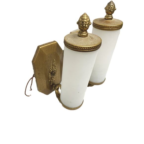 Vintage MCM Hollywood Regency Pair of Cylinder Wall Sconces - Picture 8 of 14